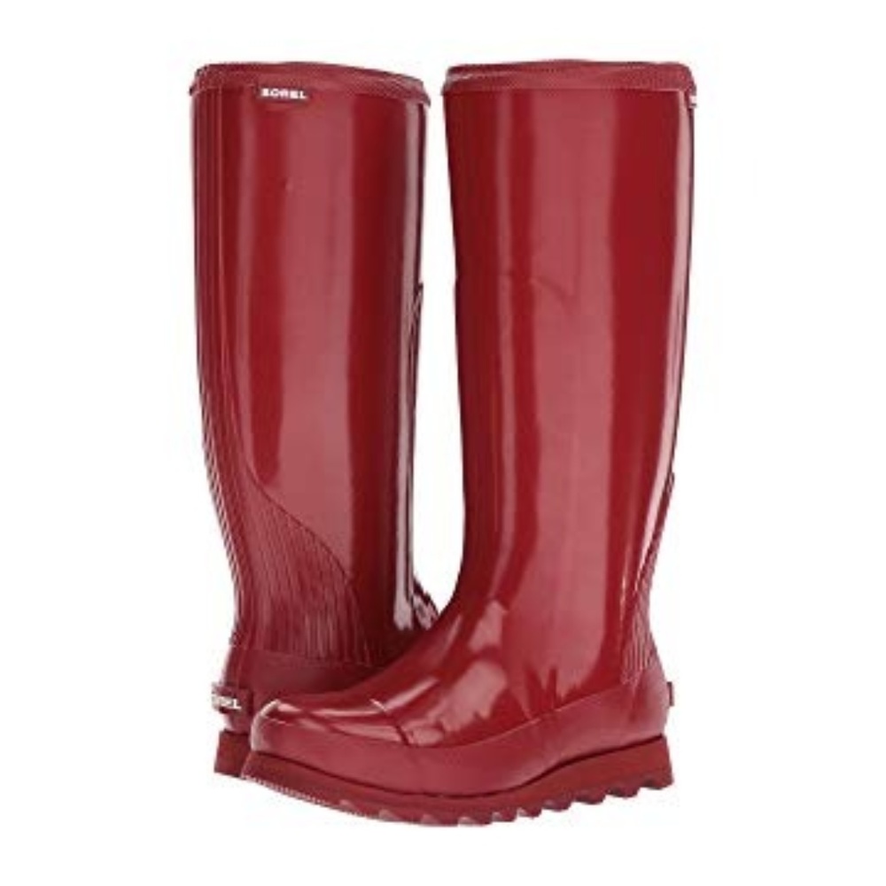 SOREL Tall Red Gloss Rain Boot